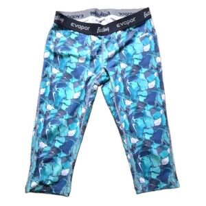 Eastbay Evapor Women Crop Leggings Capri Compression Pants Blue Camo Abstract